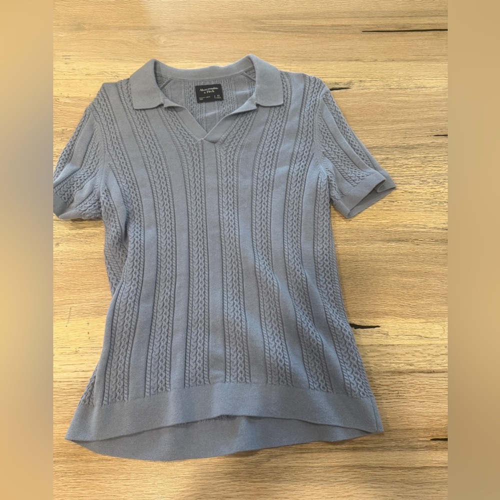 Abercrombie & Fitch Short Sleeve Cable Knit Polo Sweater